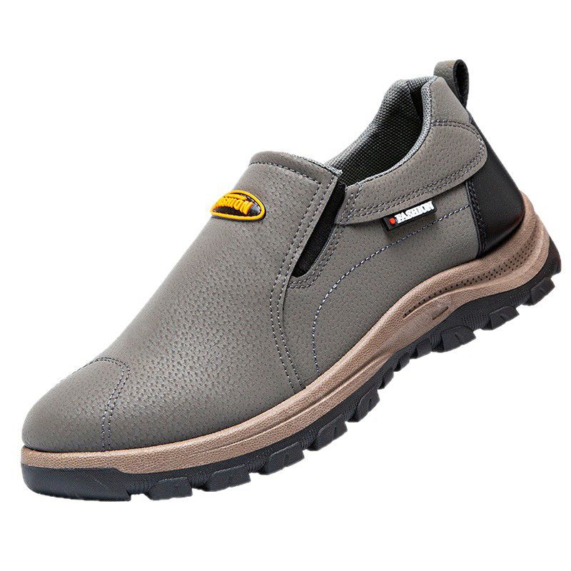 Freyr Large size 41-45 Men's shoes boys fashion single shoes non-slip shoes students soft artificial leather driving shoes Daddy low-top sneakers walking work shoes grey