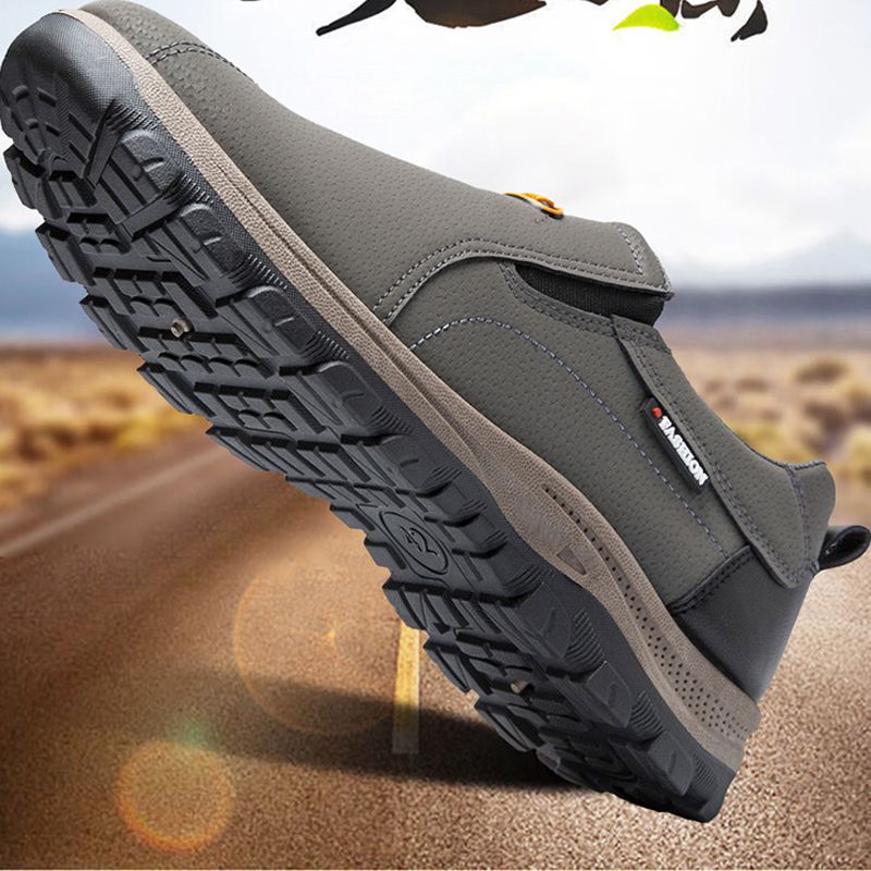 Freyr Large size 41-45 Men's shoes boys fashion single shoes non-slip shoes students soft artificial leather driving shoes Daddy low-top sneakers walking work shoes grey