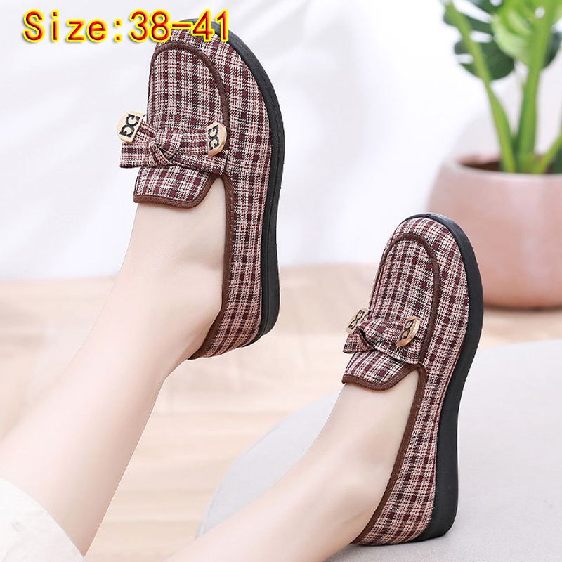 Size 38-41 women's cloth shoes ladies casual sports shoes girls soft-bottom flats mother's fashion single shoes students loafers brown shoes