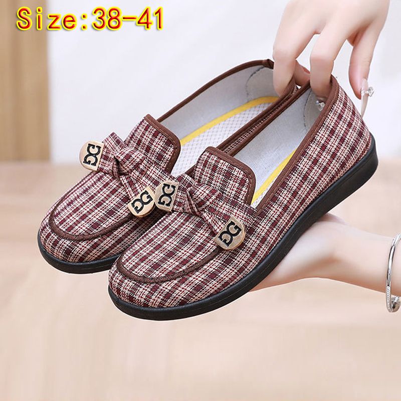 Size 38-41 women's cloth shoes ladies casual sports shoes girls soft-bottom flats mother's fashion single shoes students loafers brown shoes