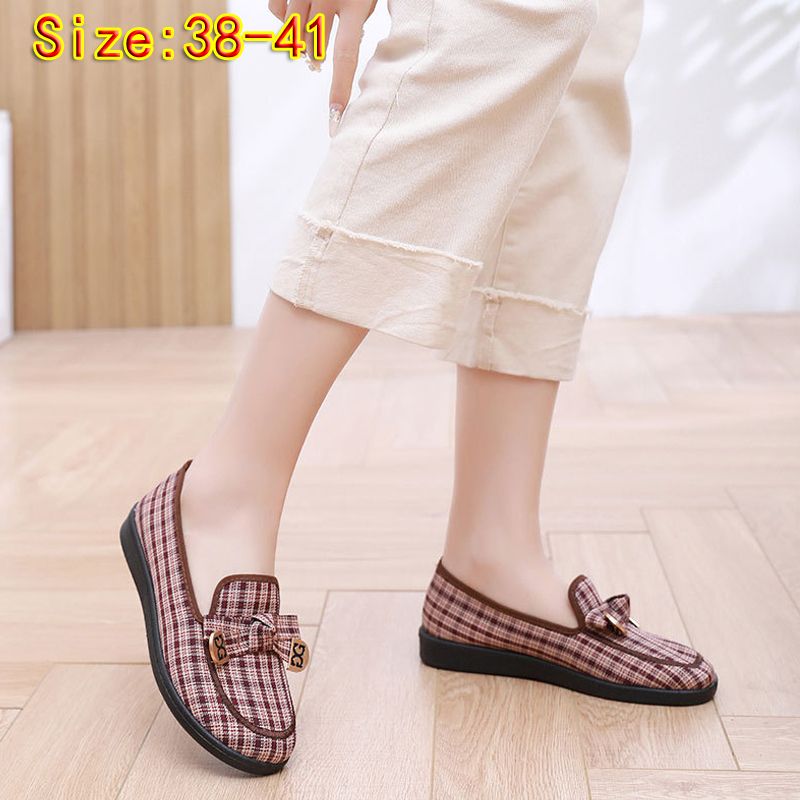 Size 38-41 women's cloth shoes ladies casual sports shoes girls soft-bottom flats mother's fashion single shoes students loafers brown shoes