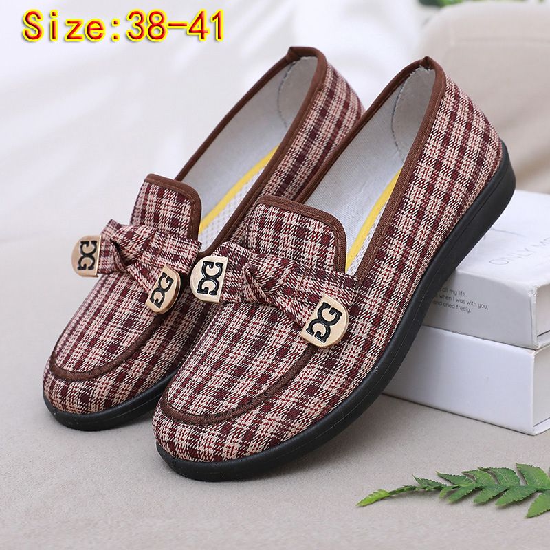 Size 38-41 women's cloth shoes ladies casual sports shoes girls soft-bottom flats mother's fashion single shoes students loafers brown shoes