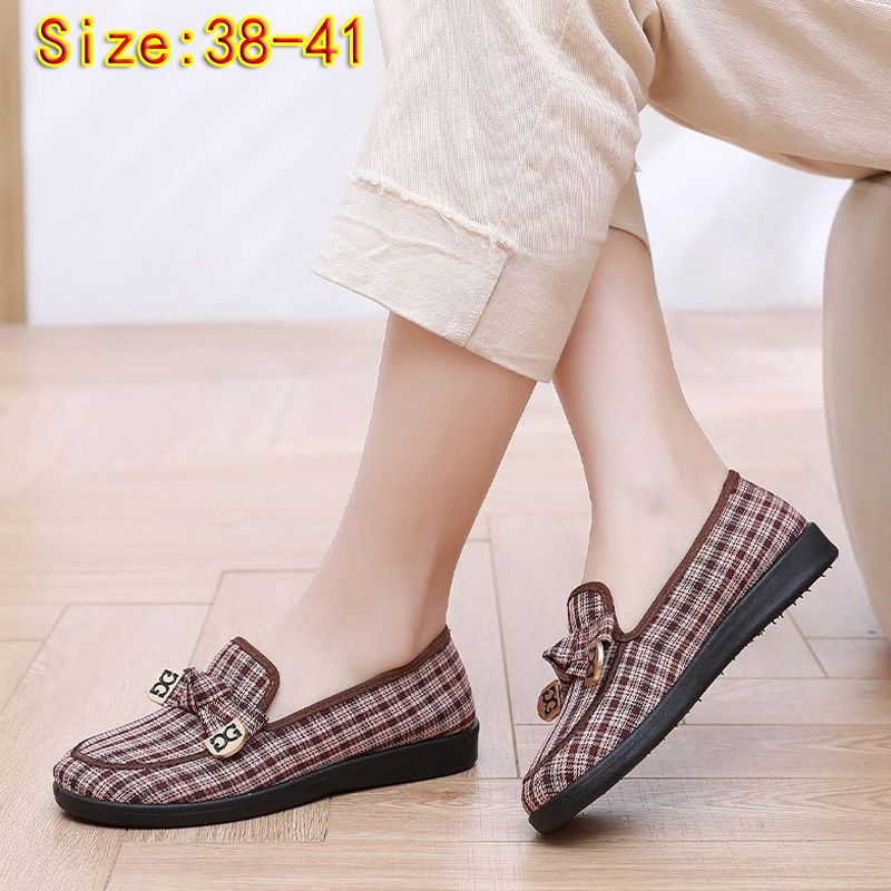 Size 38-41 women's cloth shoes ladies casual sports shoes girls soft-bottom flats mother's fashion single shoes students loafers brown shoes