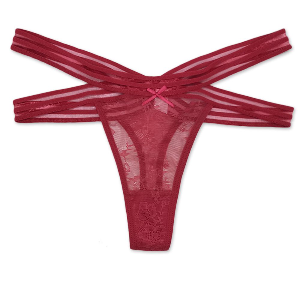 4 Pack Women's low-rise panties solid color thong Ladies super soft Hollow out lace lingerie Girls Invisible briefs underwear clothing