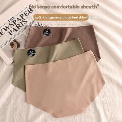 6PC size M-XL women's seamless ice silk panties quick drying underwear ladies cotton crotch comfy invisible briefs soft thin light briefs