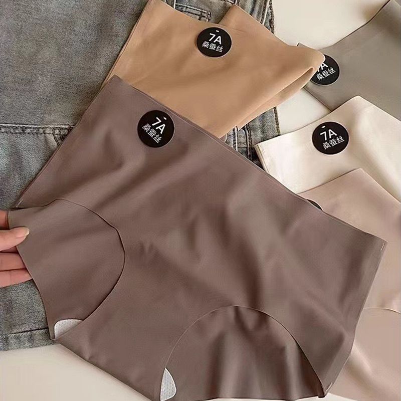 6PC size M-XL women's seamless ice silk panties quick drying underwear ladies cotton crotch comfy invisible briefs soft thin light briefs