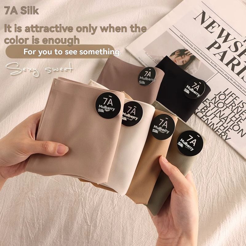 6PC size M-XL women's seamless ice silk panties quick drying underwear ladies cotton crotch comfy invisible briefs soft thin light briefs