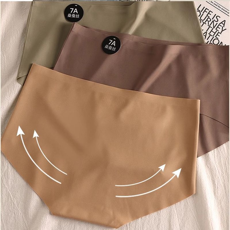 6PC size M-XL women's seamless ice silk panties quick drying underwear ladies cotton crotch comfy invisible briefs soft thin light briefs