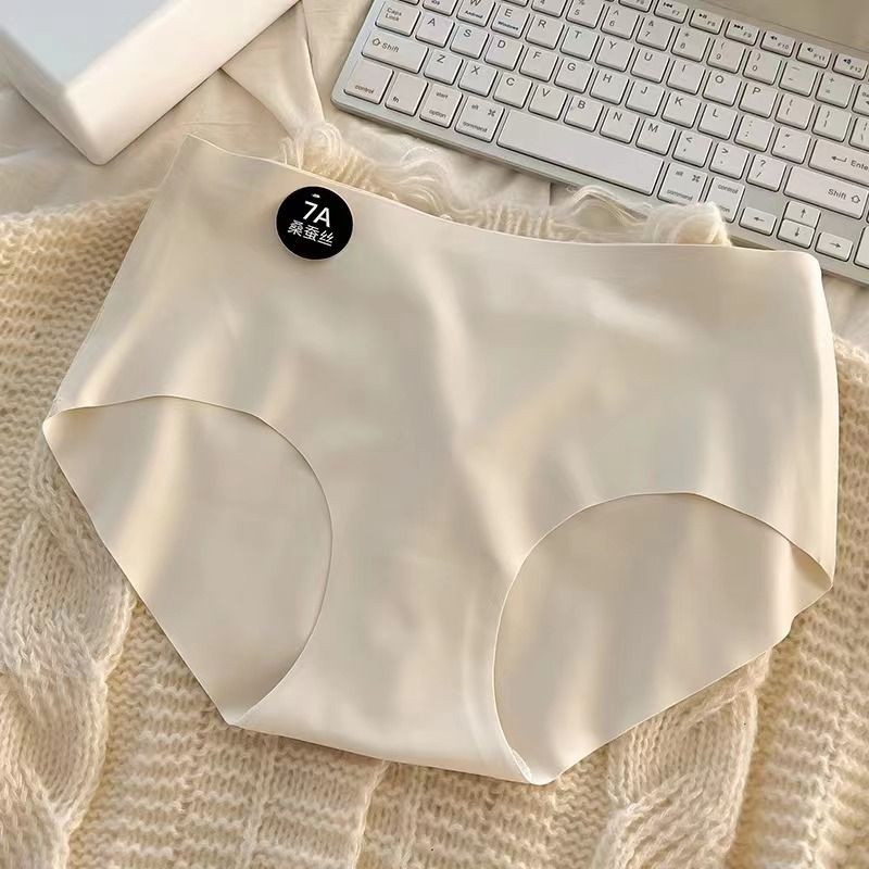 6PC size M-XL women's seamless ice silk panties quick drying underwear ladies cotton crotch comfy invisible briefs soft thin light briefs