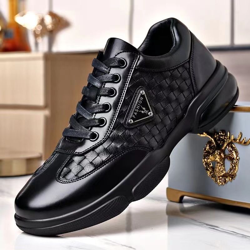 Size 41-44 Men's casual artificial leather shoes boys single shoes students PU Leather driving shoes Daddy business low-top lace-up shoes style black work shoes