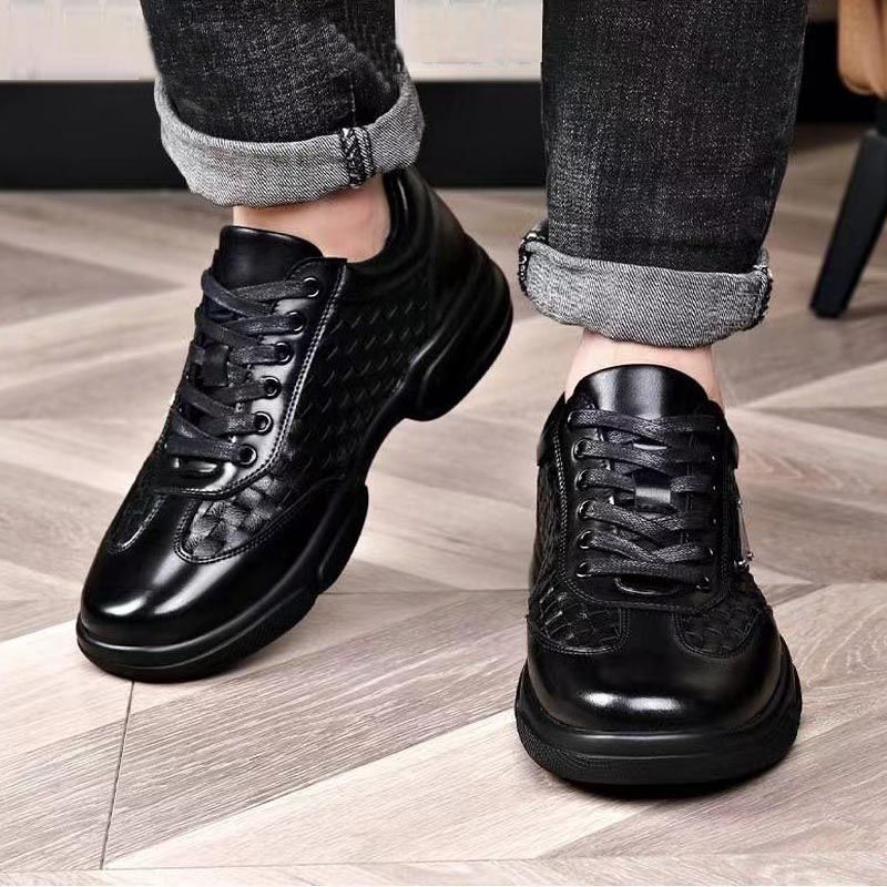 Size 41-44 Men's casual artificial leather shoes boys single shoes students PU Leather driving shoes Daddy business low-top lace-up shoes style black work shoes