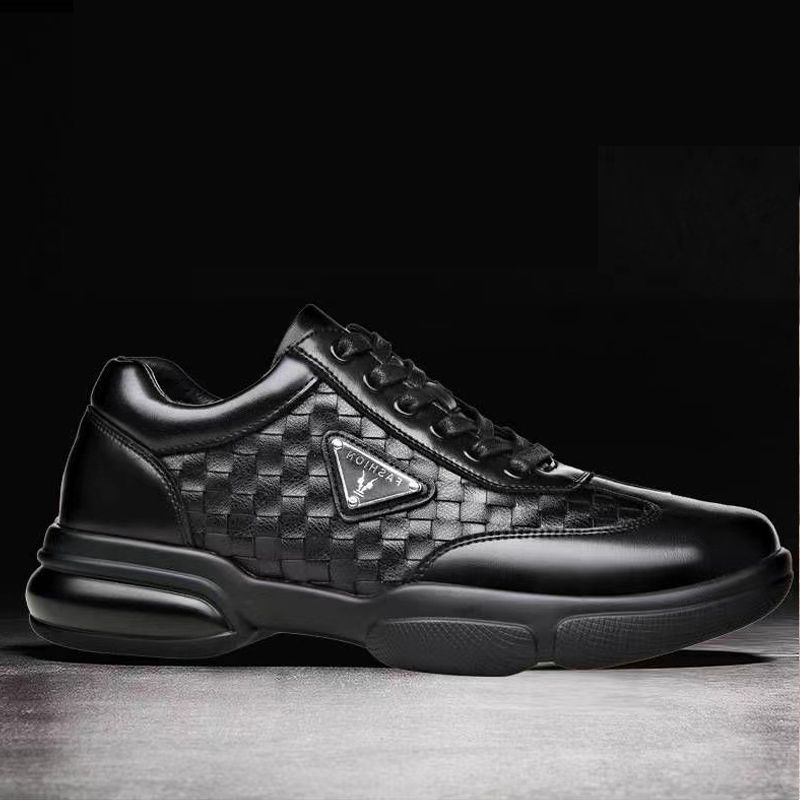 Size 41-44 Men's casual artificial leather shoes boys single shoes students PU Leather driving shoes Daddy business low-top lace-up shoes style black work shoes