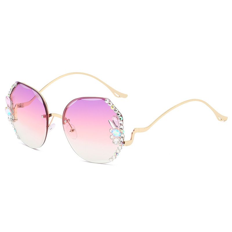 Freyr women's diamond rimless sunglasses ladies' fashion personality exaggerated sunglasses girls sunglasses