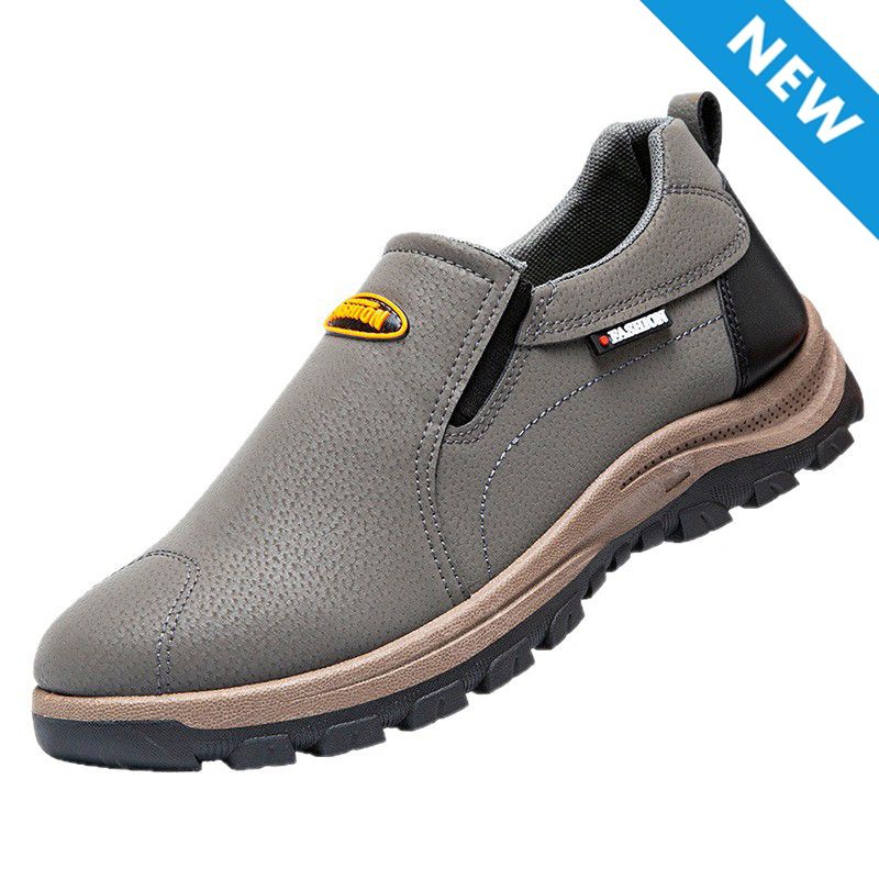 Freyr Large size 41-45 Men's shoes boys fashion single shoes non-slip shoes students soft artificial leather driving shoes Daddy low-top sneakers walking work shoes grey