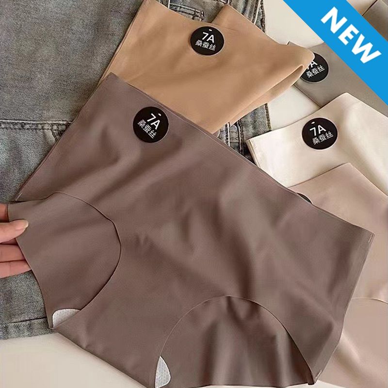 6PC size M-XL women's seamless ice silk panties quick drying underwear ladies cotton crotch comfy invisible briefs soft thin light briefs