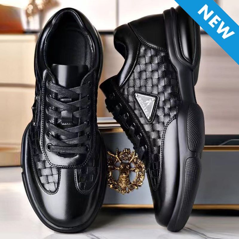 Size 41-44 Men's casual artificial leather shoes boys single shoes students PU Leather driving shoes Daddy business low-top lace-up shoes style black work shoes
