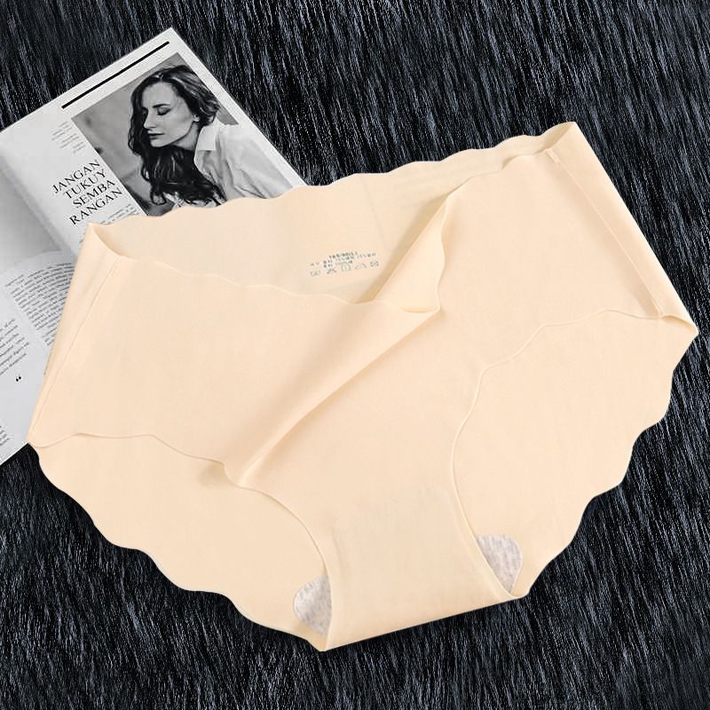 4PC size M-XL women's wave ice silk seamless panties quick drying underwear ladies cotton crotch comfy invisible briefs soft thin light briefs triangle briefs