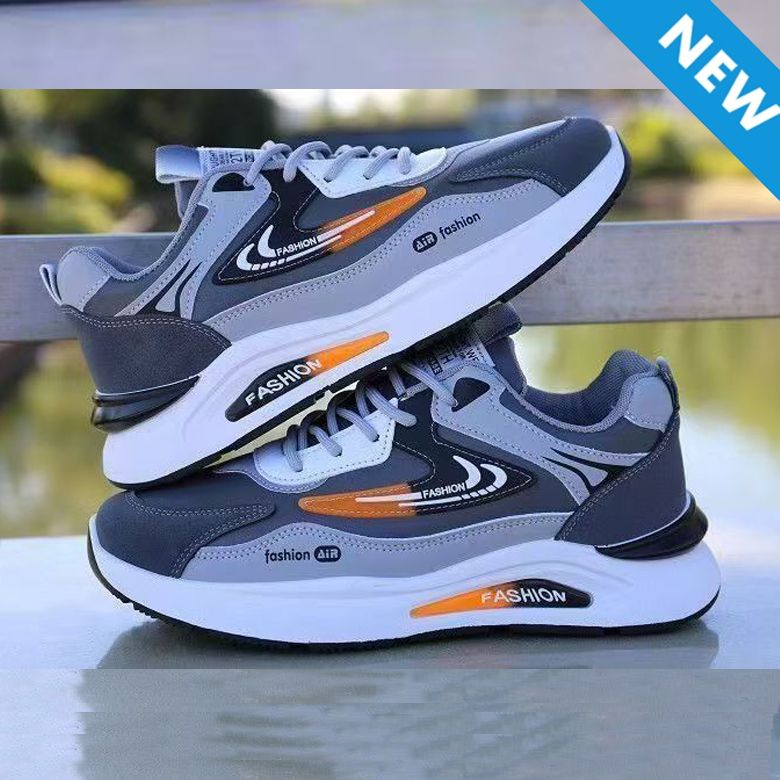 Freyr Size 41-44 Men's casual PU artificial leather running shoes  students single shoes sneakers athletic skateboarding gray shoes