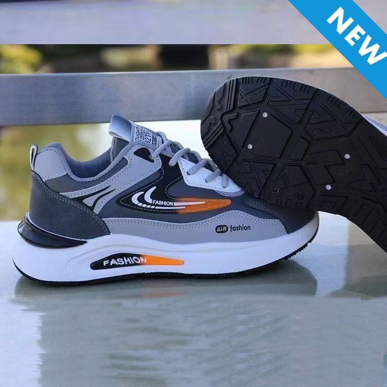 Freyr Size 41-44 Men's casual PU artificial leather running shoes  students single shoes sneakers athletic skateboarding gray shoes