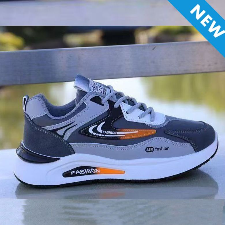 Freyr Size 41-44 Men's casual PU artificial leather running shoes  students single shoes sneakers athletic skateboarding gray shoes