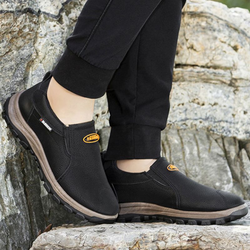 Freyr Large size 41-45 Men's shoes boys fashion single shoes non-slip shoes students soft artificial leather driving shoes Daddy low-top sneakers walking work shoes grey