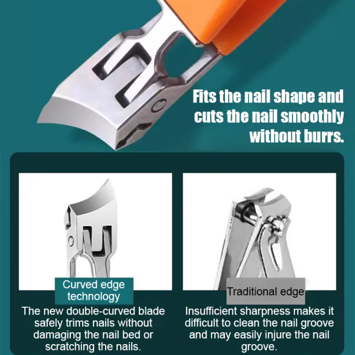 Large Angle Anti-Splash Nail Clipper Thick Hard Nail Toes Nail Special Nail Cutter Stainless Steel Large Opening Ingrown Toenail Clippers