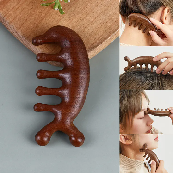 Anti Static Sandalwood Scalp Comb Multifunctional Meridian Massage Head Health Comb Sandalwood Large Wide Tooth Relax the shoulder Body Care Tool