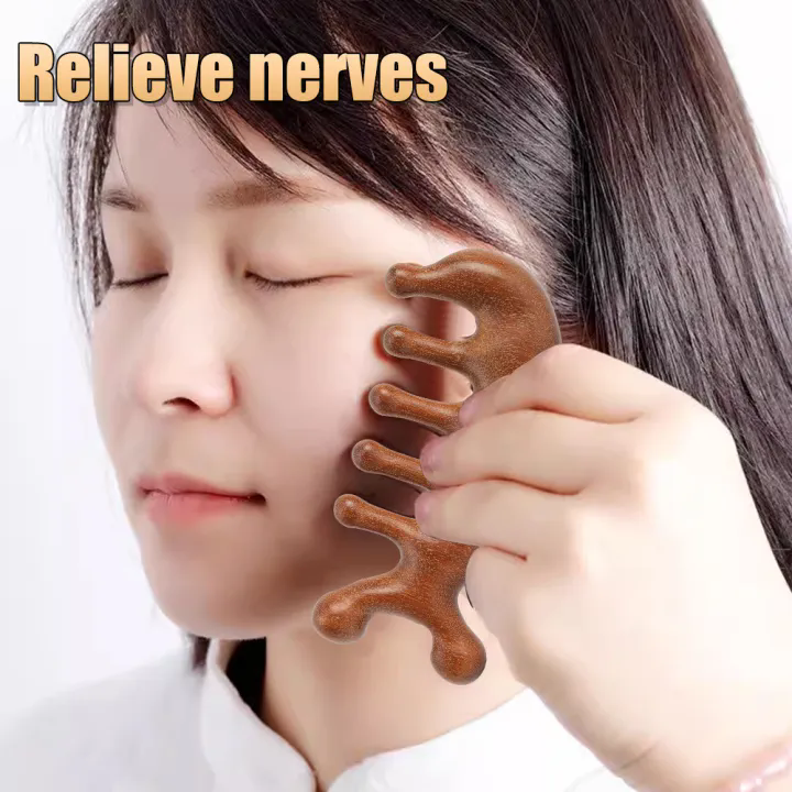 Anti Static Sandalwood Scalp Comb Multifunctional Meridian Massage Head Health Comb Sandalwood Large Wide Tooth Relax the shoulder Body Care Tool