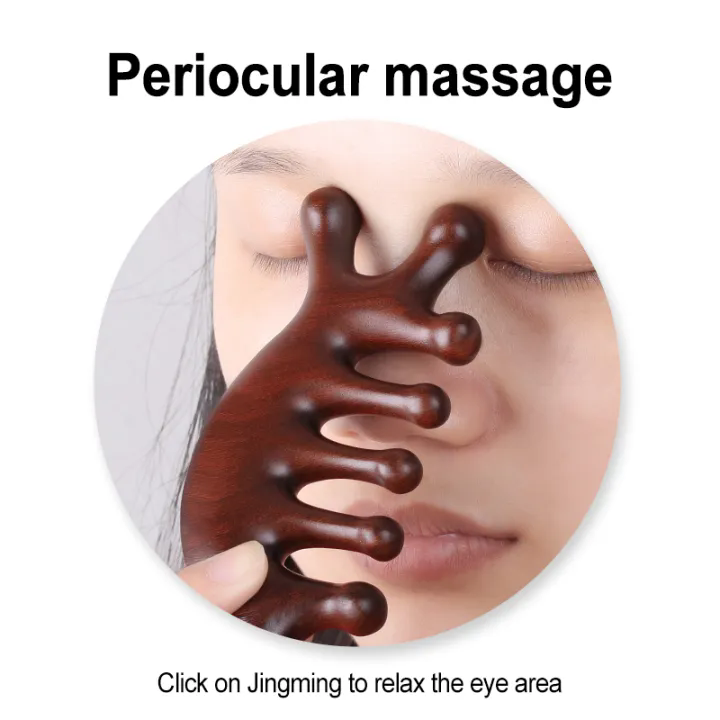 Anti Static Sandalwood Scalp Comb Multifunctional Meridian Massage Head Health Comb Sandalwood Large Wide Tooth Relax the shoulder Body Care Tool