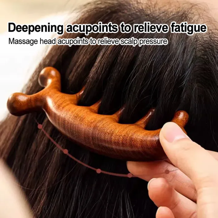 Anti Static Sandalwood Scalp Comb Multifunctional Meridian Massage Head Health Comb Sandalwood Large Wide Tooth Relax the shoulder Body Care Tool
