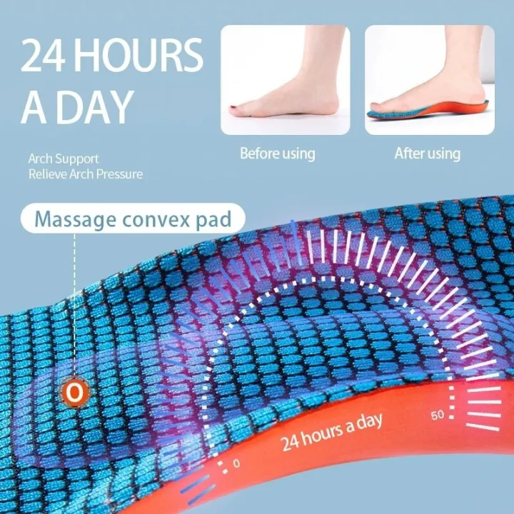 41-46 Adjustable Men's Shoes Pads Orthopedic Air Cushion Insoles Shock Absorption Anti-Pain Support for Shoes