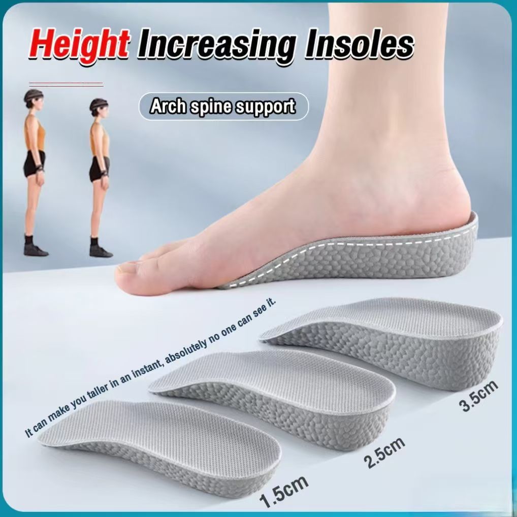 1 pair Memory Foam Half Insole Heel For Men Women Sweat-absorbent Non-slip Breathable Sports Insole U-shaped Invisible Heightening Pad Heel Pads