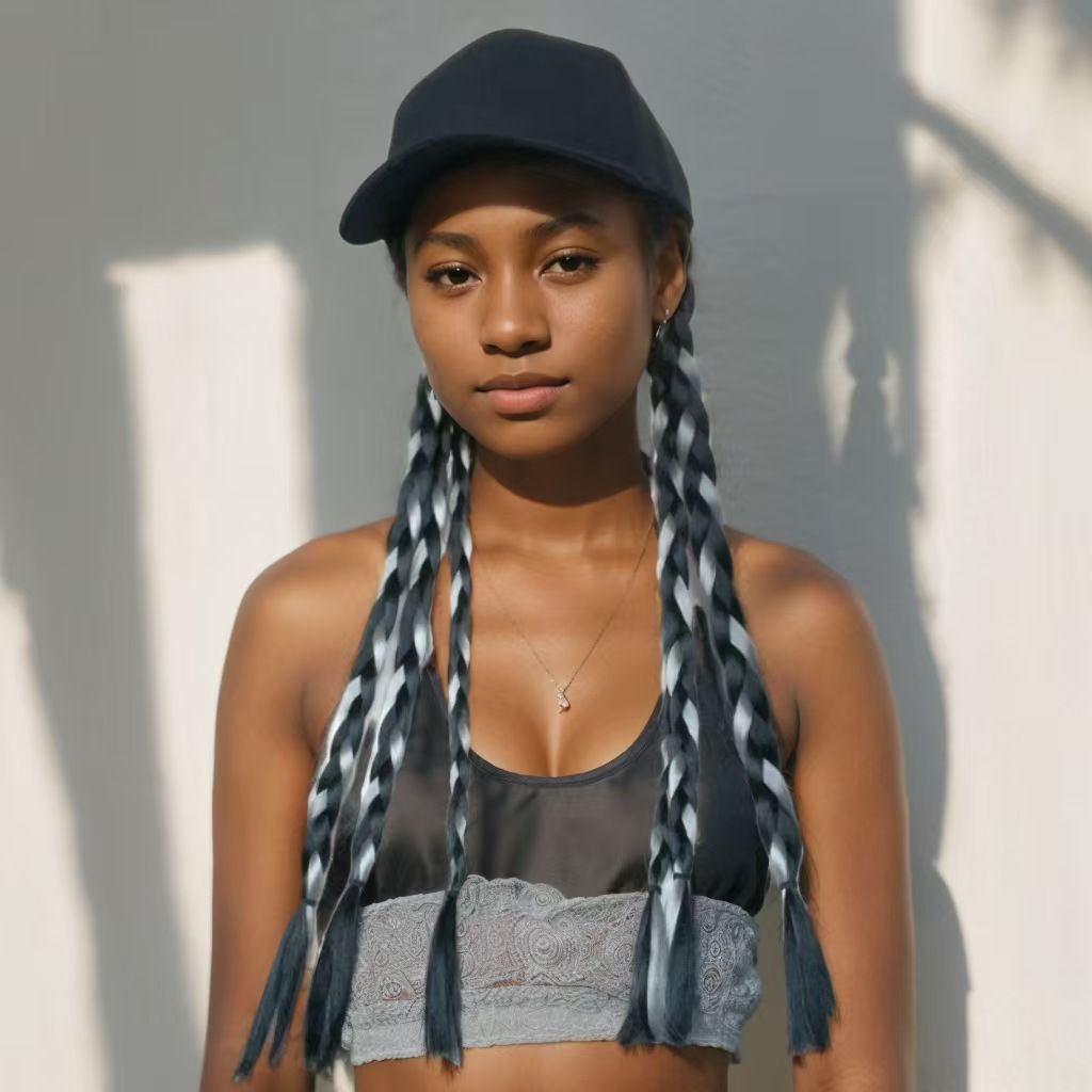 Hat wig female long dreadlocks ponytail cap wig