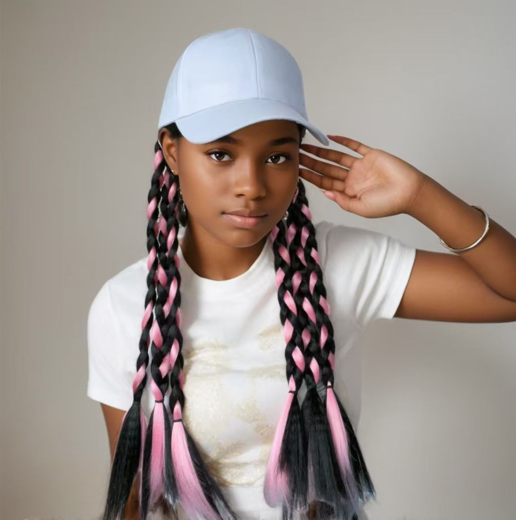 Hat wig female long dreadlocks ponytail cap wig