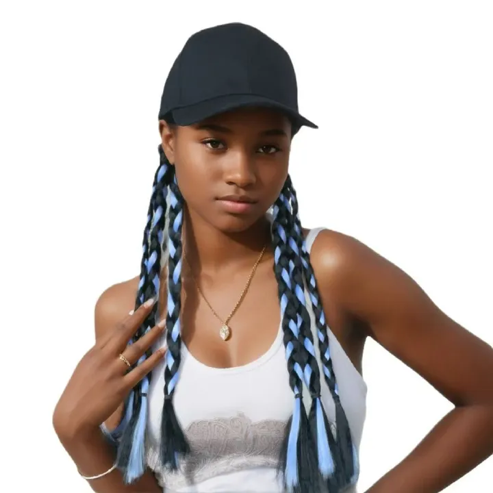 Hat wig female long dreadlocks ponytail cap wig