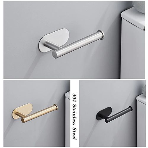 Toilet Paper Holders Self Adhesive Toilet Paper Towel Holder Stainless Steel Wall Mount Toilet Roll Holder No Punching Tissue Towel Roll Dispenser for Bathroom Kitchen Wall Hooks