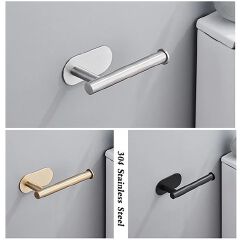 Toilet Paper Holders Self Adhesive Toilet Paper Towel Holder Stainless Steel Wall Mount Toilet Roll Holder No Punching Tissue Towel Roll Dispenser for Bathroom Kitchen Wall Hooks