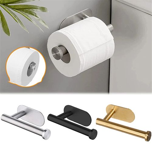 Toilet Paper Holders Self Adhesive Toilet Paper Towel Holder Stainless Steel Wall Mount Toilet Roll Holder No Punching Tissue Towel Roll Dispenser for Bathroom Kitchen Wall Hooks