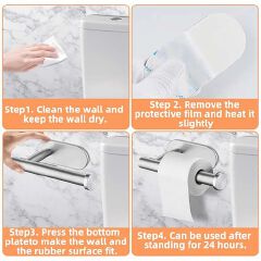 Toilet Paper Holders Self Adhesive Toilet Paper Towel Holder Stainless Steel Wall Mount Toilet Roll Holder No Punching Tissue Towel Roll Dispenser for Bathroom Kitchen Wall Hooks