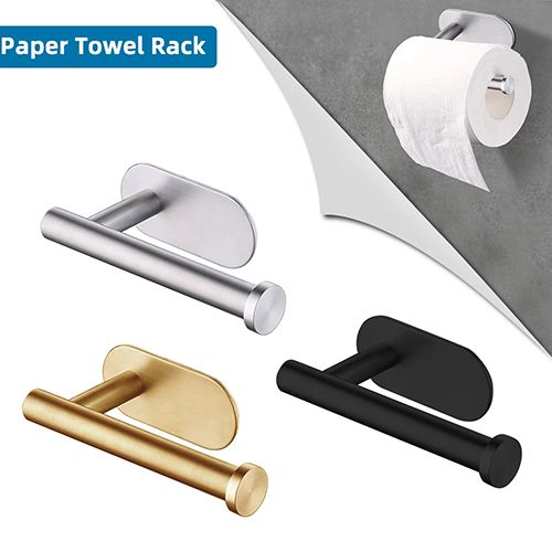 Toilet Paper Holders Self Adhesive Toilet Paper Towel Holder Stainless Steel Wall Mount Toilet Roll Holder No Punching Tissue Towel Roll Dispenser for Bathroom Kitchen Wall Hooks