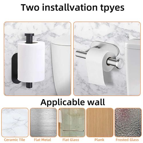 Toilet Paper Holders Self Adhesive Toilet Paper Towel Holder Stainless Steel Wall Mount Toilet Roll Holder No Punching Tissue Towel Roll Dispenser for Bathroom Kitchen Wall Hooks