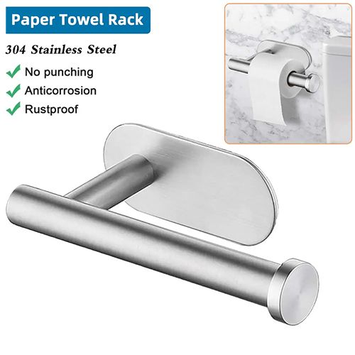 Toilet Paper Holders Self Adhesive Toilet Paper Towel Holder Stainless Steel Wall Mount Toilet Roll Holder No Punching Tissue Towel Roll Dispenser for Bathroom Kitchen Wall Hooks