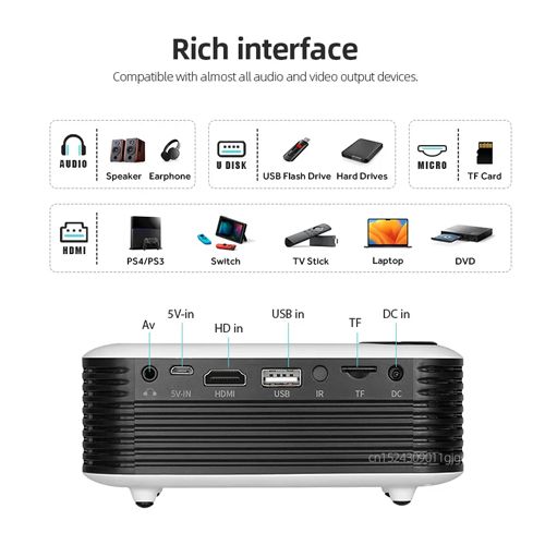 A2000 Portable MINI Projector LED Video Projectors Home Theater Cinema 1080P Game Laser Beamer 4K Movie Smart TV BOX Via HD Port