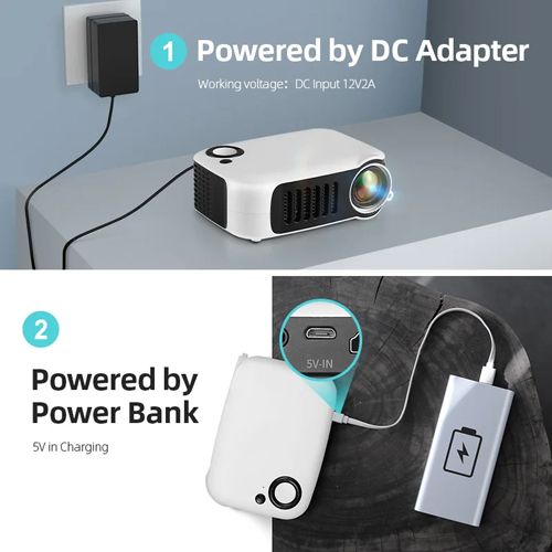 A2000 Portable MINI Projector LED Video Projectors Home Theater Cinema 1080P Game Laser Beamer 4K Movie Smart TV BOX Via HD Port