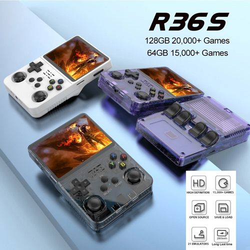Open Source R36S Retro Handheld Video Game Console Linux System 3.5 Inch IPS Screen Portable Pocket Video Player R35S 128GB Games