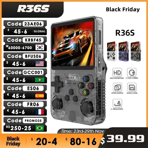 Open Source R36S Retro Handheld Video Game Console Linux System 3.5 Inch IPS Screen Portable Pocket Video Player R35S 128GB Games