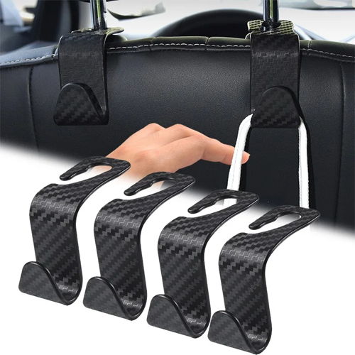 Carbon Fibre Hook Car Seat Headrest Hook Auto Back Seat Organizer Hanger Handbag Clothes Bracket Car Interior Accessories