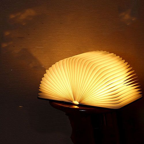3D Folding Creative LED Night Light RGB Color USB Recharge Wooden Book Light Decor Bedroom Desk Table Lamp for Kid Brithday Gift