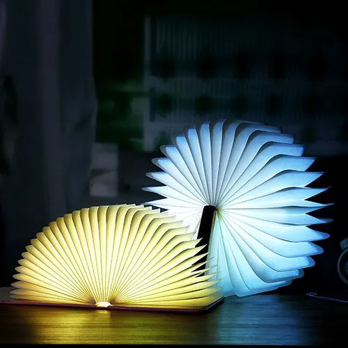 3D Folding Creative LED Night Light RGB Color USB Recharge Wooden Book Light Decor Bedroom Desk Table Lamp for Kid Brithday Gift