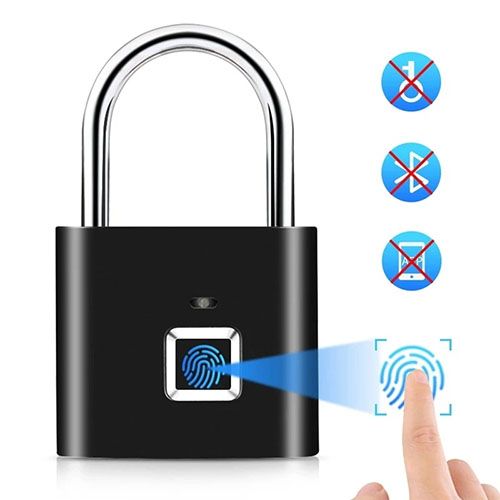 Keyless USB charging fingerprint lock Smart padlock Waterproof door lock 0.2 seconds unlock portable anti-theft padlock zinc